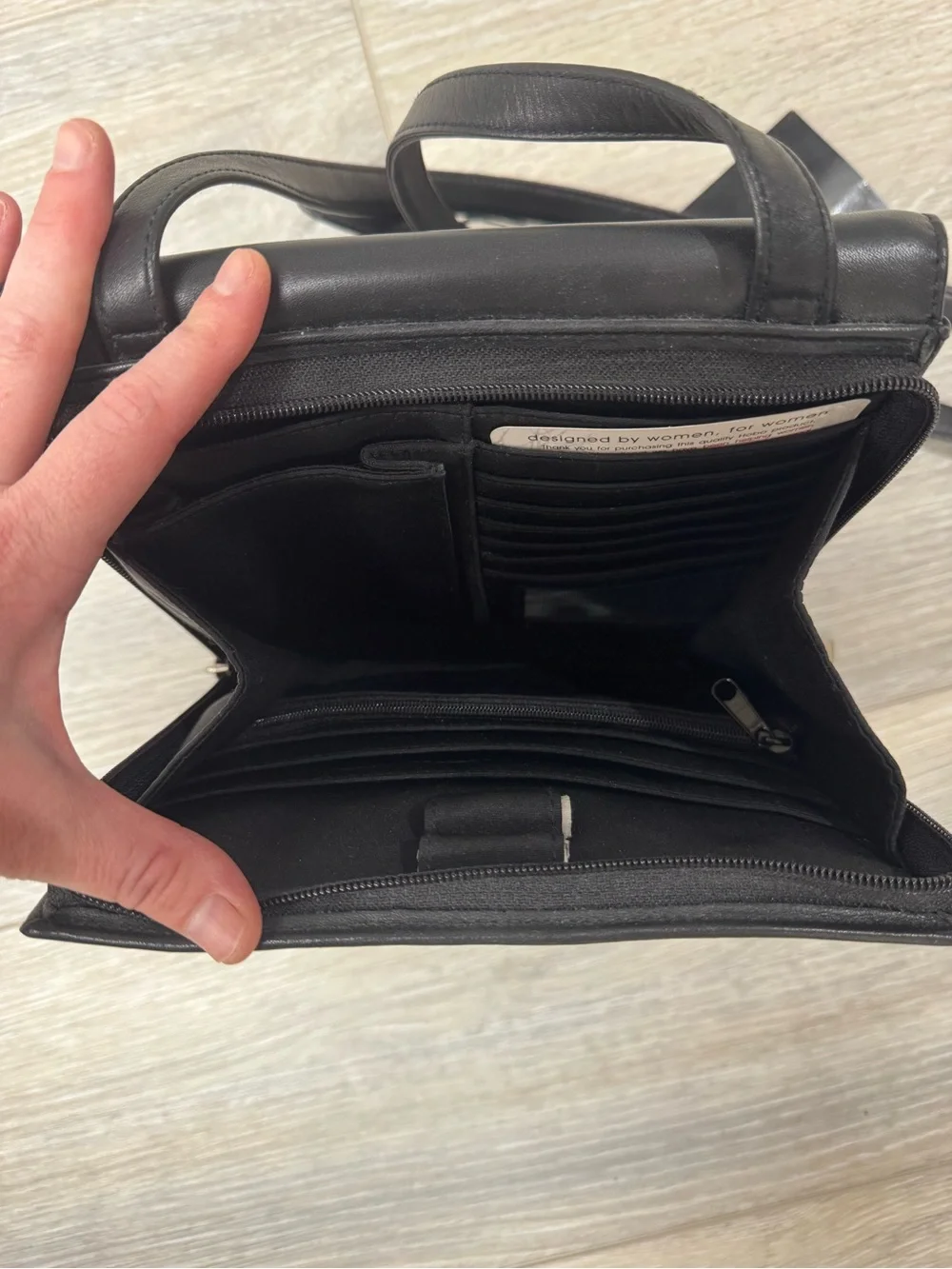 HOBO Black Leather Top-Handle Card Slot Tote